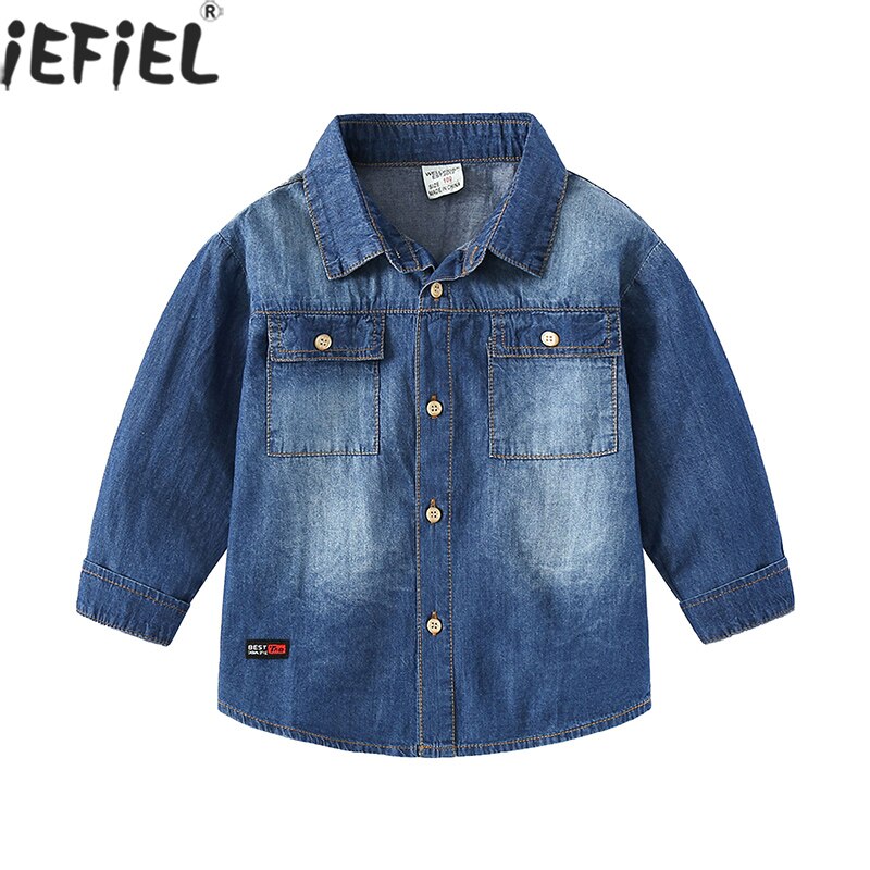 Kids Jongens Denim Jas Met Lange Mouwen Kraag Mode Jas Lente Herfst Jongens Jas Uitloper 2-8Y Kinderen Denim Kleding