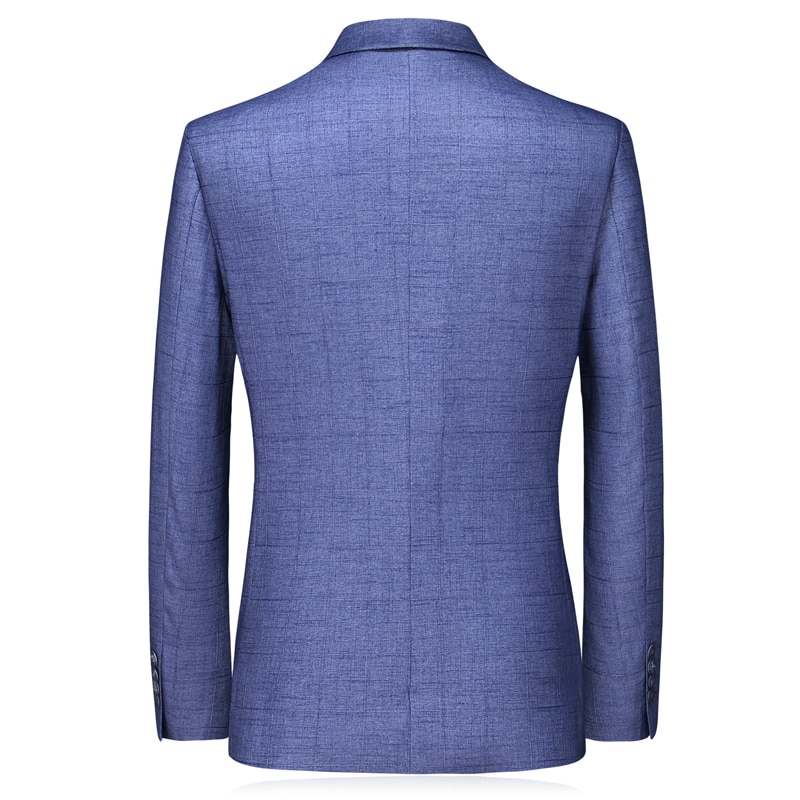 PViviYong Brand leisure suit top Blazers slim fit blue grid elastic suit jacket men C657