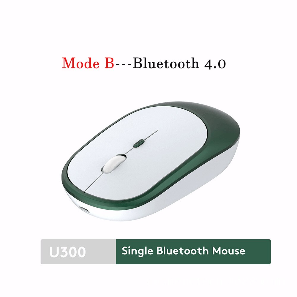 Wireless Silent Mouse Charge Bluetooth-Compatible For MacBook PC iPad 2 Modes Selected Bluetooth 4.0+USB/Only Bluetooth Mouse: Mode B--Dark Green