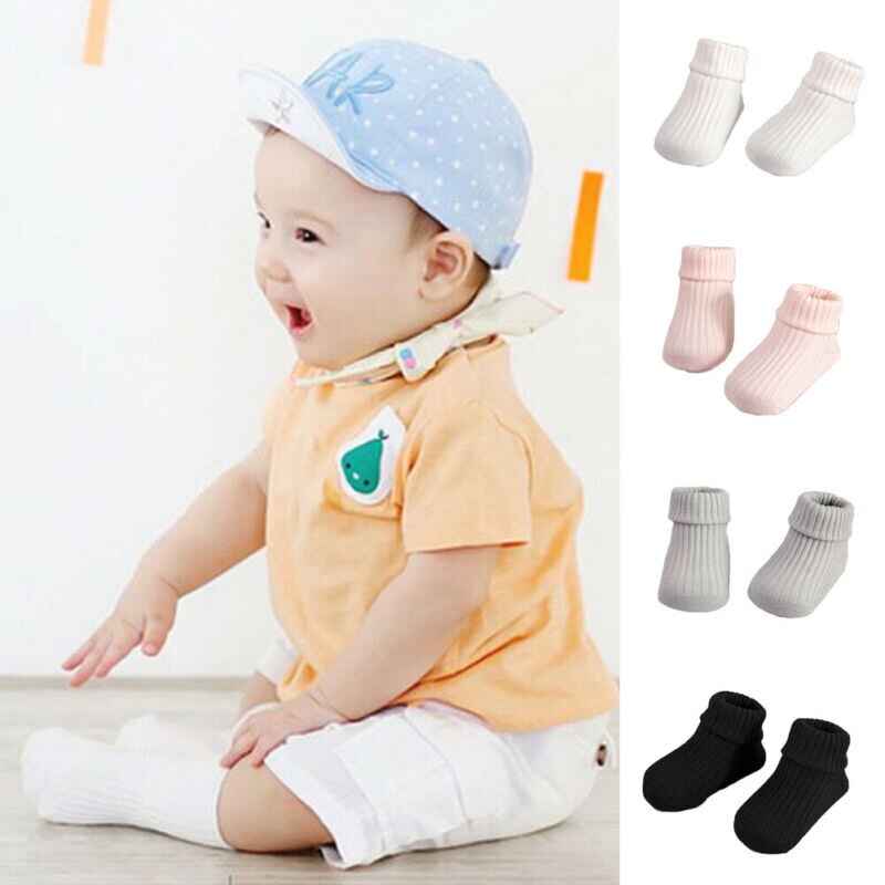 Baby Baumwolle Gestrickte Solide Weiche Socken Nicht Rutsch Niedlichen Kleinkind Jungen Mädchen Herbst Winter Warm Dicken Boden Kurze Socken 4 farben 0-3T