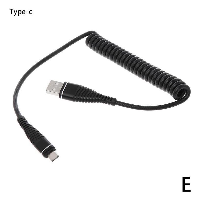 Spring Coiled Data Cable Retractable Fast Charging Cable Micro USB Wire Data Connect Charging Type C 1.2m I3Y9: E