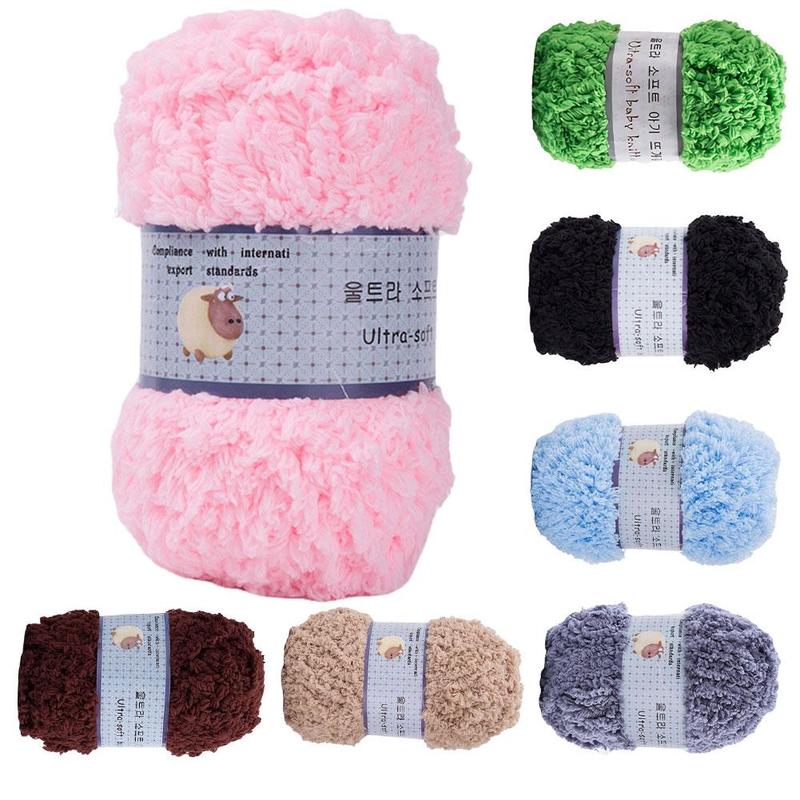Soft Smooth Yarn Baby Knitting Wool Yarn Thick Yarn Fiber Velvet Yarn Hand Knitting Wool Crochet Yarn for DIY Sweater