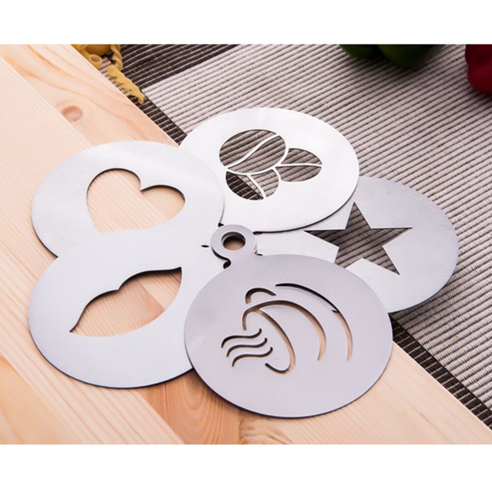 1 PC Coffee Stencils Art Stainless Steel Reusable Barista Stencils for Latte Mousse Cappuccino Cookie