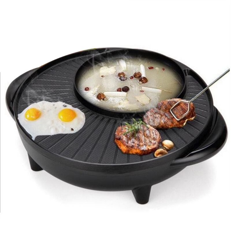 2 In 1 Barbecue Pot Elektrische 1700W 220V Multifunctionele Home Party Non Stick Bbq Grill pan