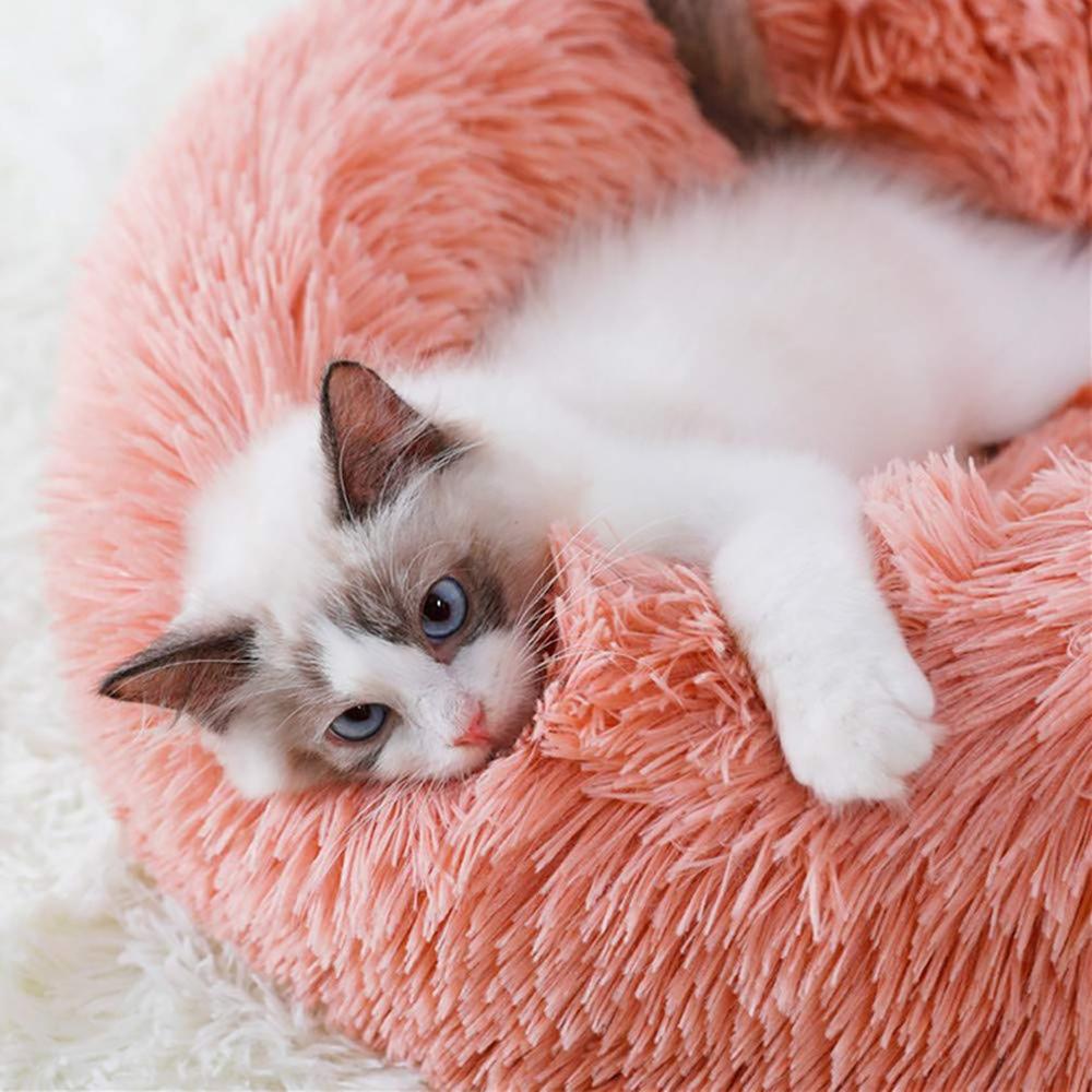 Pet Nest Bed Cats And Dogs Round Plush Material Winter Practical Pet Mats Suitable For Small And Medium Pets