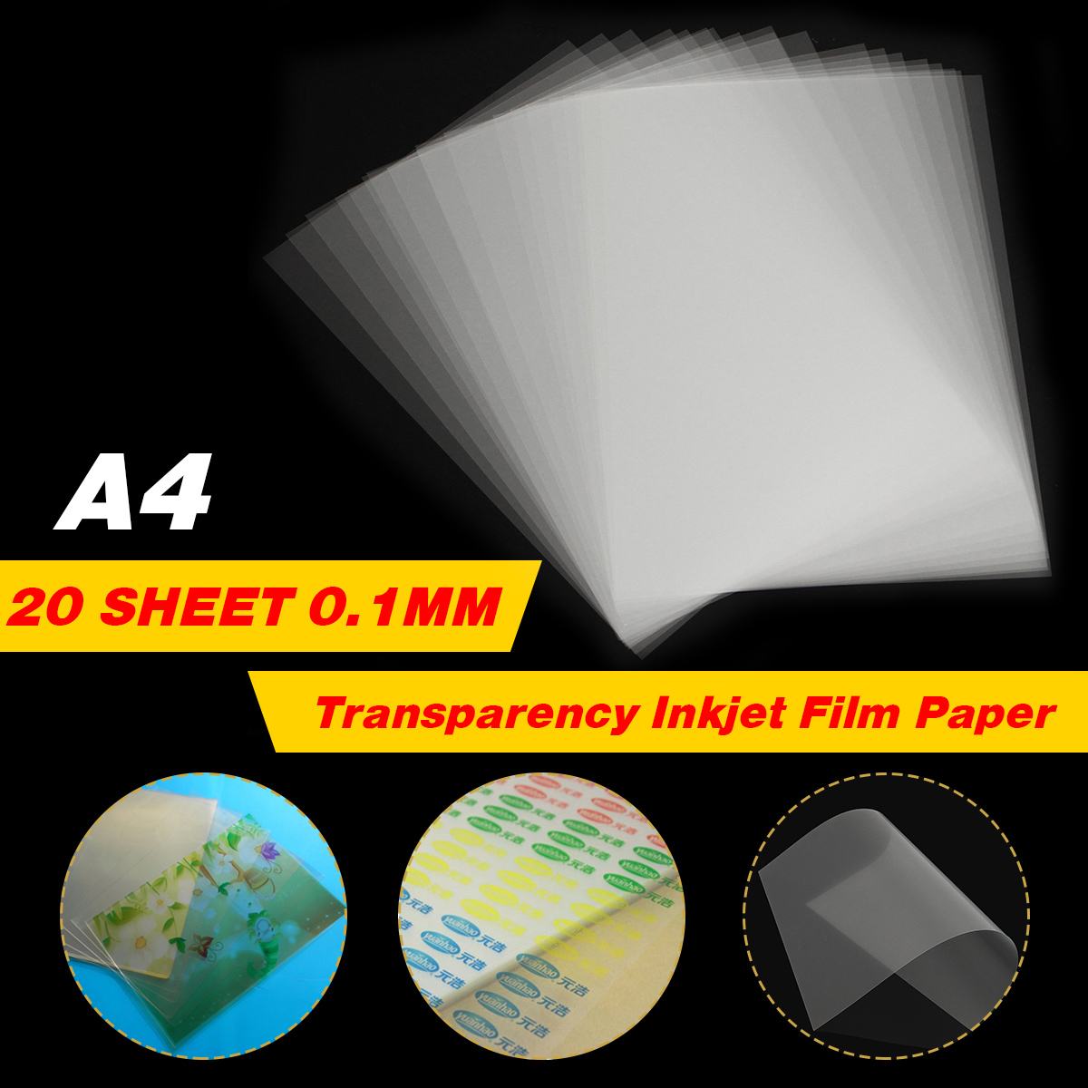 20 ark  a4 transparent inkjet film papir screen print print stencil 29.6 x 21cm ikke-vandtæt tykkelse 0.12mm