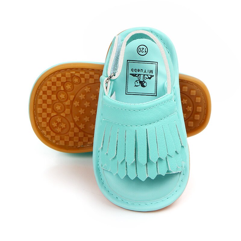 Sandales d'été en cuir suédé pour bébés filles, chaussures antidérapantes, plates, à semelle souple, pour nourrissons