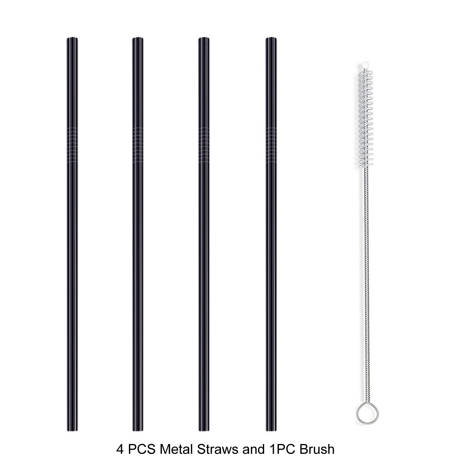 Reusable Metal S traws with Silicone Tip & Travel Case & Cleaning Brush Kit Stainless Steel Straw popotes reutilizables: Black 
