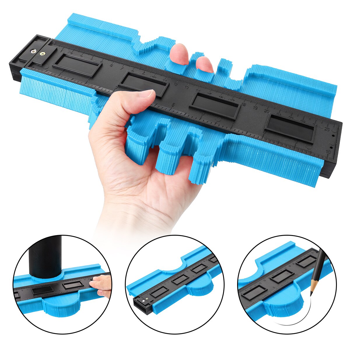 Contour Gauge Angle Meter Ruler Measurment Contour Duplication Gauge Carpenter Tool Templates For Wood Contour Shape Measuring: 25CM Blue