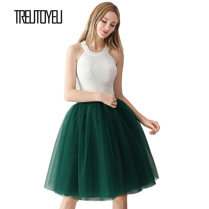 5 lag 65cm sort plisseret nederdel sexet midi tyl nederdel høj talje fuld foring voksen tutu koreansk stil kvinder jupe femme faldas