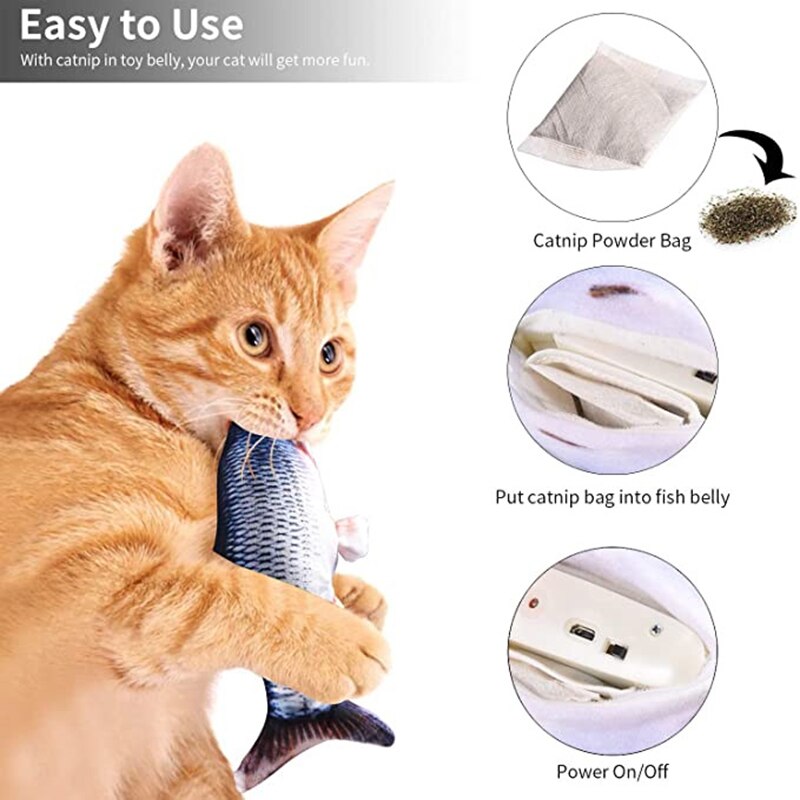 Cat Fish Toy Interactive Pet Cat Toy Supplies Simulation Fish with Wagging Tail Usb Rechargeable Fish Toy for A Cat Fish Toys