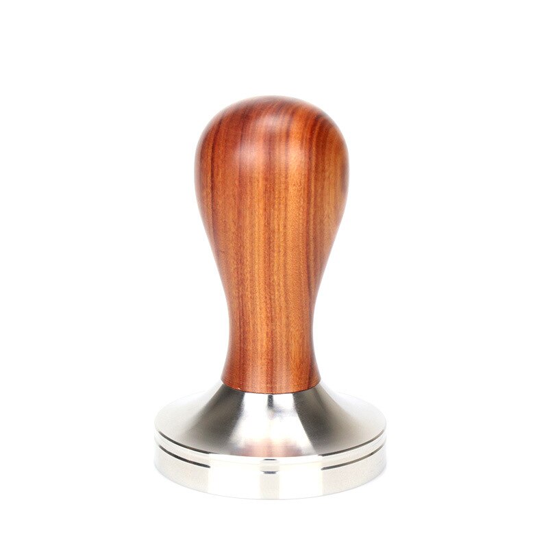 Koffie Tamper - 53mm Platte Bodem - Roestvrij Staal - Massief Houten Handvat: 58mm plat