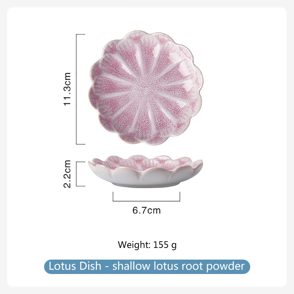 1PCS Japanese Ceramic Sushi Sauce Plate Snack Plate Lotus-Shaped Porcelain Kiln Glazed Fruit Cake Party Decoration Plates: G