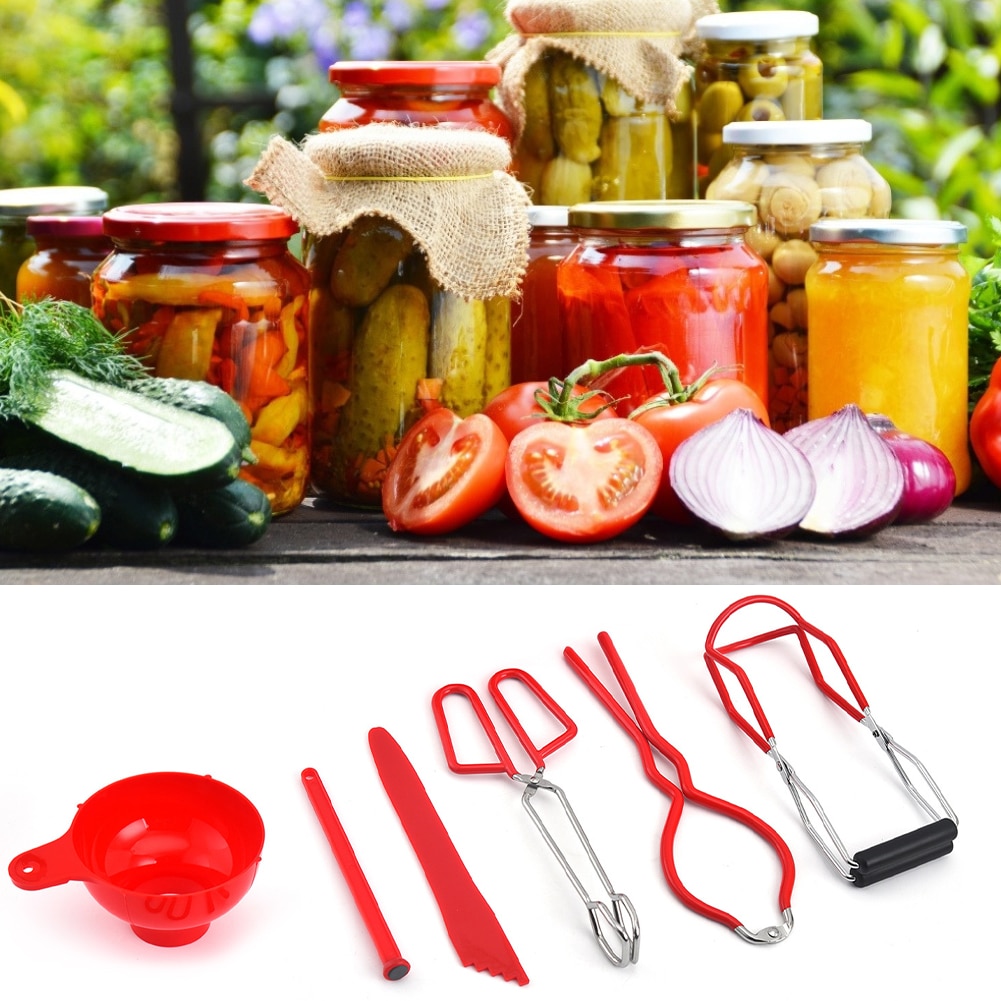 6 Pcs/Set Canning Kit Canning Essentials Set Canning Jar Lifter Kichen Accessories Food Cover Kitchen Funnel Kichen Tools