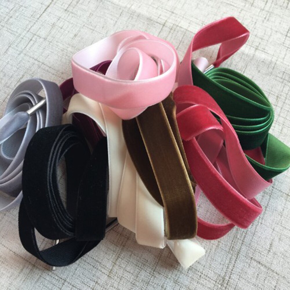 1.6cm Width Velvet Shoelaces Women Ribbon Sneakers Shoe Laces Solid Color ShoeLace Boots Shoe String Rope 100cm/120cm Length