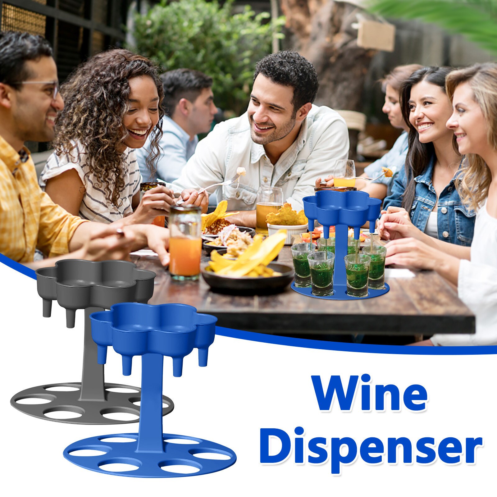 BOPS® - Borrelglazendispenser voor 6 personen inclusief meerkleurige