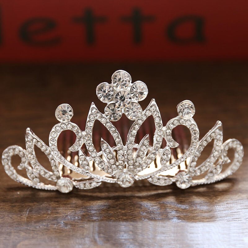 FORSEVEN Mini Silber Farbe Perle Strass Kristall Frauen Mädchen Prinzessin Diadem Hochzeit Haar Kamm Stil Tiara Krone Haar Schmuck: Style 14