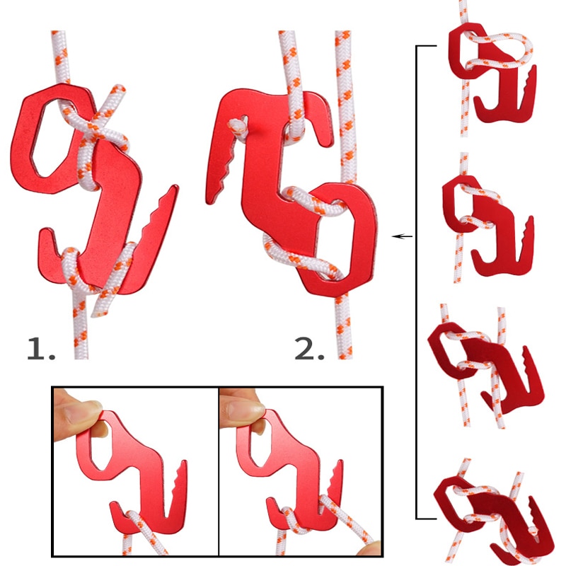 5Pcs Outdoor Camping Tent Rope Buckles Hook Puller Tightener 9 Shape Rope Carabiner Stopper Canopy Stopper Cord Fixing Tools