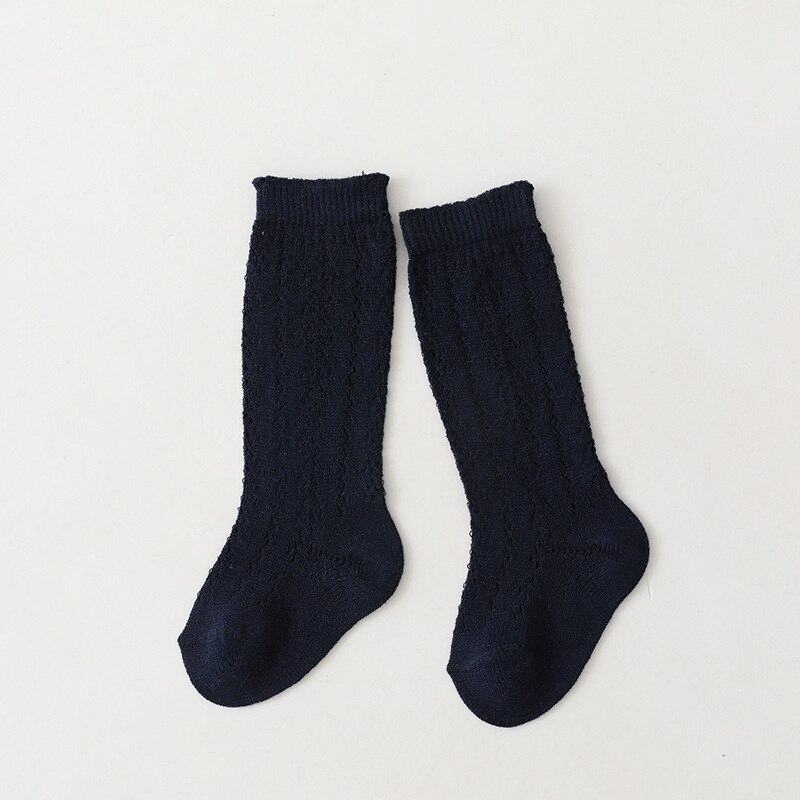 Baby Girls Socks Summer Kids Long Sock Toddlers Knee High Mesh Thin Socks Hollow Out Soft Cotton Infant Socken For 0-7 Years: 4-6T / black