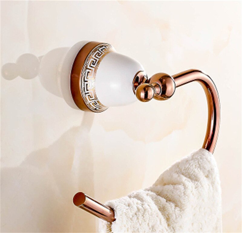 Håndklæde ringe massiv messing guld håndklædeholder badehylde håndklædestativ bøjler luksus badeværelse tilbehør vægmonteret håndklædestang: Stil 7