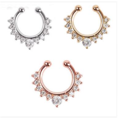 Vintage Clip on Earrings Crystal Ear Cuff Non Pierced Earrings Nose Ring Women Earrings punk rock earcuff brincos