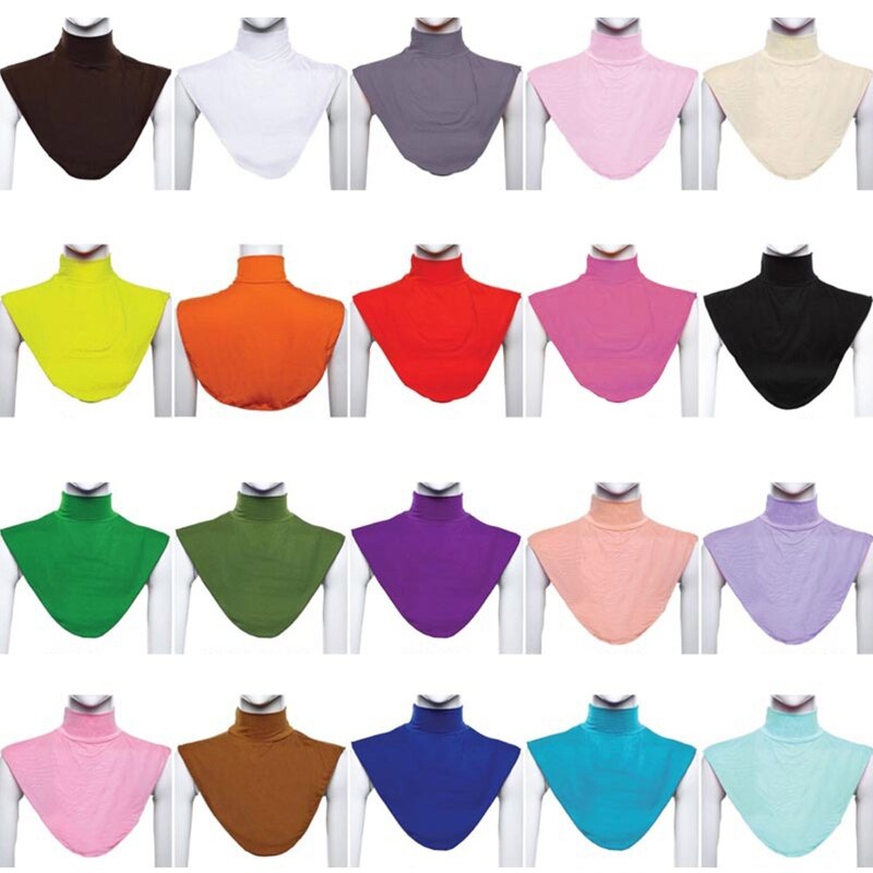 Women Turtleneck Dickey Muslim Modal Detachable Half Top Solid Color False Collar Islamic Hijab Extension Neck Cover