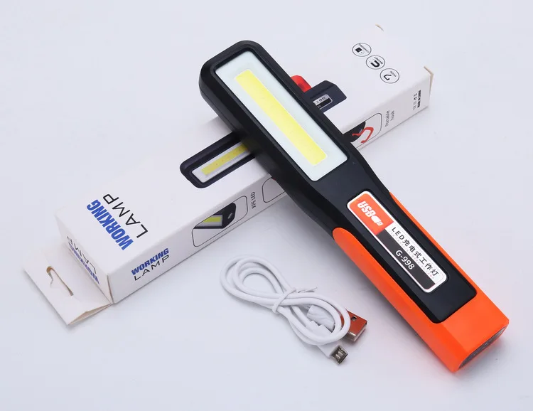 Leistungsstarke Kolben LED Arbeit Licht Auto Garage Mechaniker Lampe USB Aufladbare Taschenlampe Magnetische Taschenlampe Notfall Licht Warnlicht: Blau