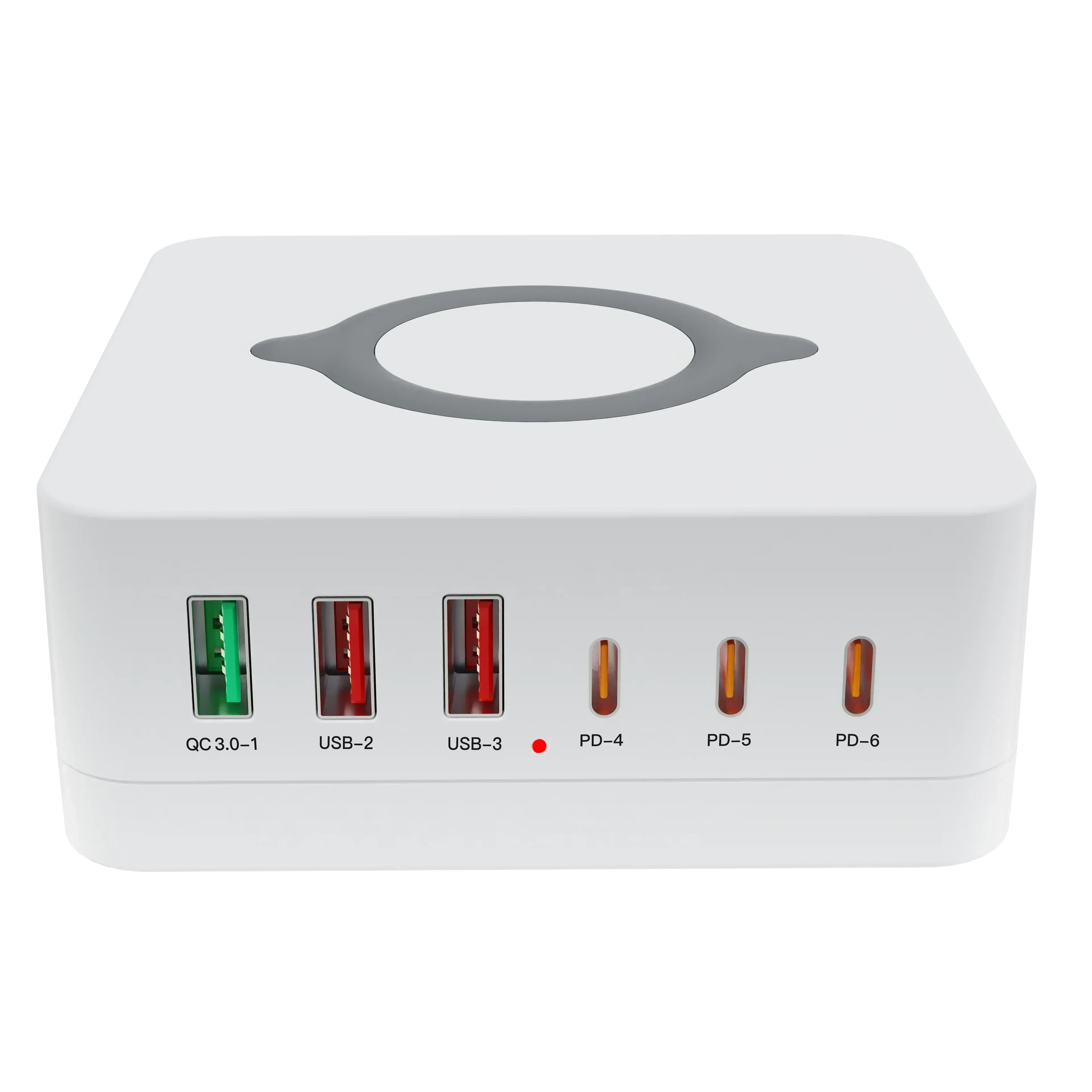 140w gan lader multiport trådløs stasjonær lader usb type  c 100w pps  pd 65w qc hurtigladestasjon for bærbar pc nettbrett telefon: Rød / Ch