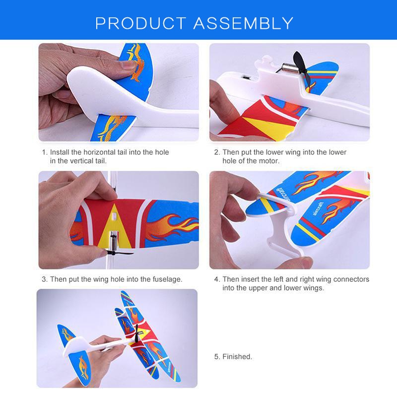 1Pc Airplanes Capacitor Electric Hand Launch Throwing Glider Aircraft Inertial Foam Toy Plane Model Outdoor Toy Vehicles