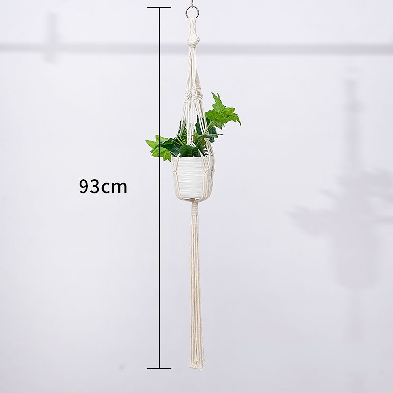 Cesta colgante de macramé hecha a mano para plantas, soporte para macetas de jardín, decoración colgante de pared de macramé para balcón, cuerda de elevación anudada, decoración del hogar