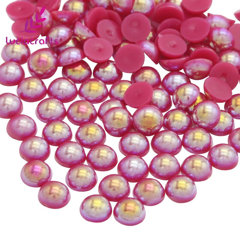 ! 5mm veelkleurige abs imitatie parels kralen halfronde parel nagelkunst telefoon schoenen accessoires 500 stuks  f0108: Rozenrood