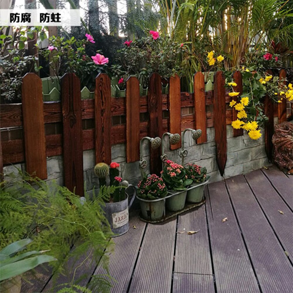 1pc 50x30x2cm Fence Solid Wood Fencing DIY Delicate Garden Courtyard Lawn Guardrail (Brown)