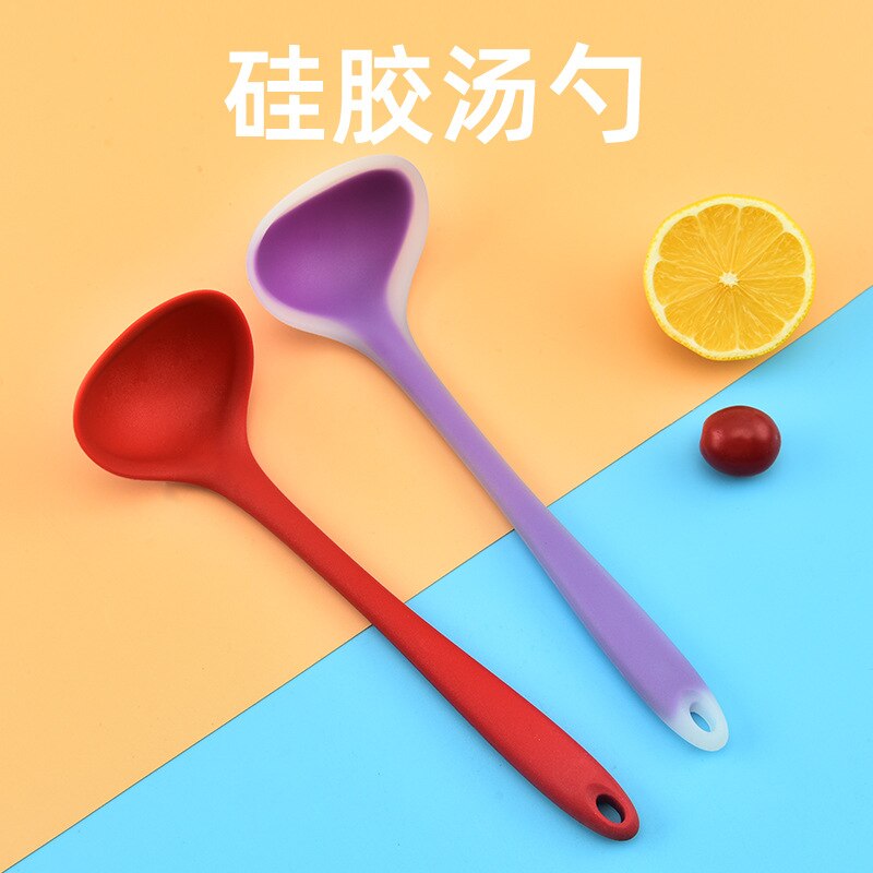 1 Piece Thickened Silicone Soup Spoon Cooking Spoon Porridge Spoon Kitchen Utensils 20.5x6.5cm