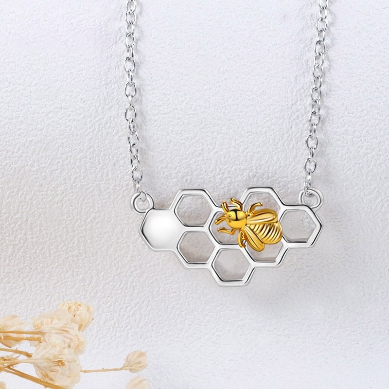 LOVR pendentif colliers pour femmes fille longue or argent coeur nid d'abeille abeille Animal collier déclaration bijoux