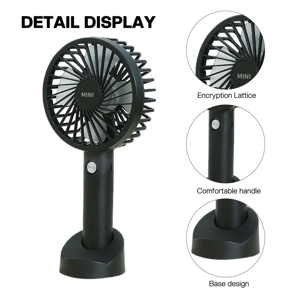 Portable USB Rechargeable Fan Mini Handheld Air Cooling Fan Desktop Ventilation Fan With Base 3 Modes For Travel Outdoor Cooler
