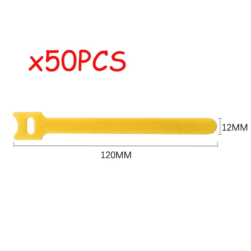 50pcs Reusable Hook and Loop Cable Ties Fastening Straps Multi-Purpose Wire Organizers for Computer/TV/Electronic Devices: Yellow