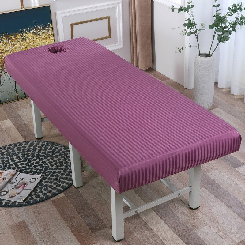 Gestreepte Massage Tafel Bed Hoeslaken Elastische Volledige Cover Rubber Band Massage Spa Bed Cover Met Gezicht Gat 4 maten: 190x80 / dousha