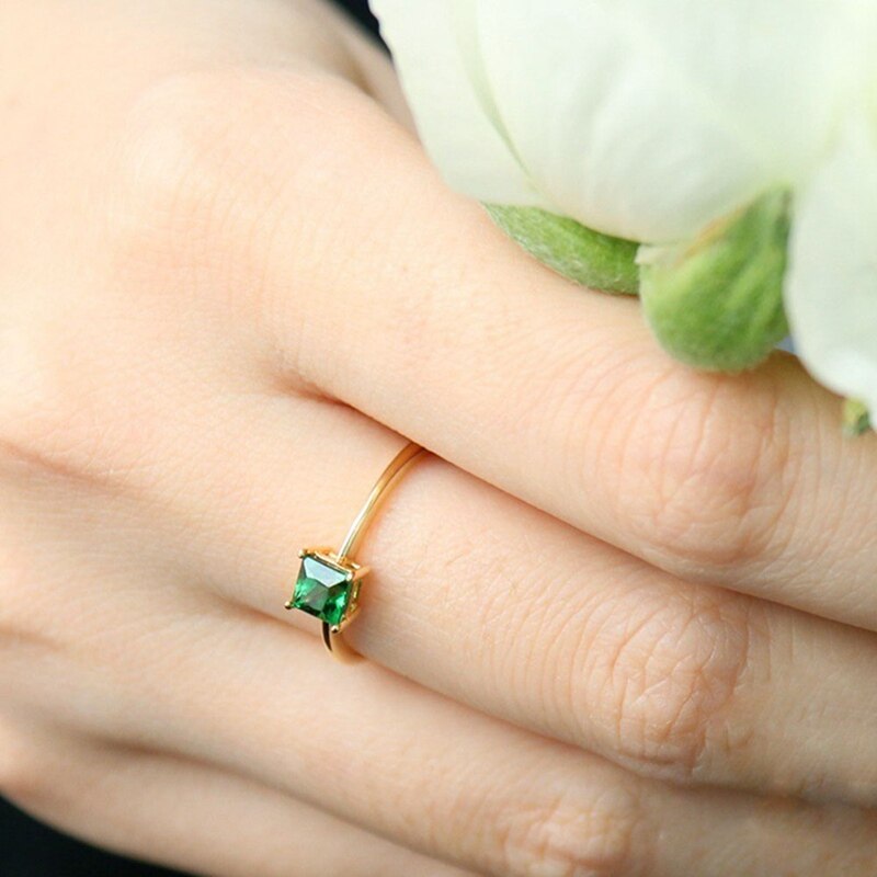 Imitation Natural Jade Color Rings For Women Classic Silver Color Wedding Engagement Ring Fine Jewelry