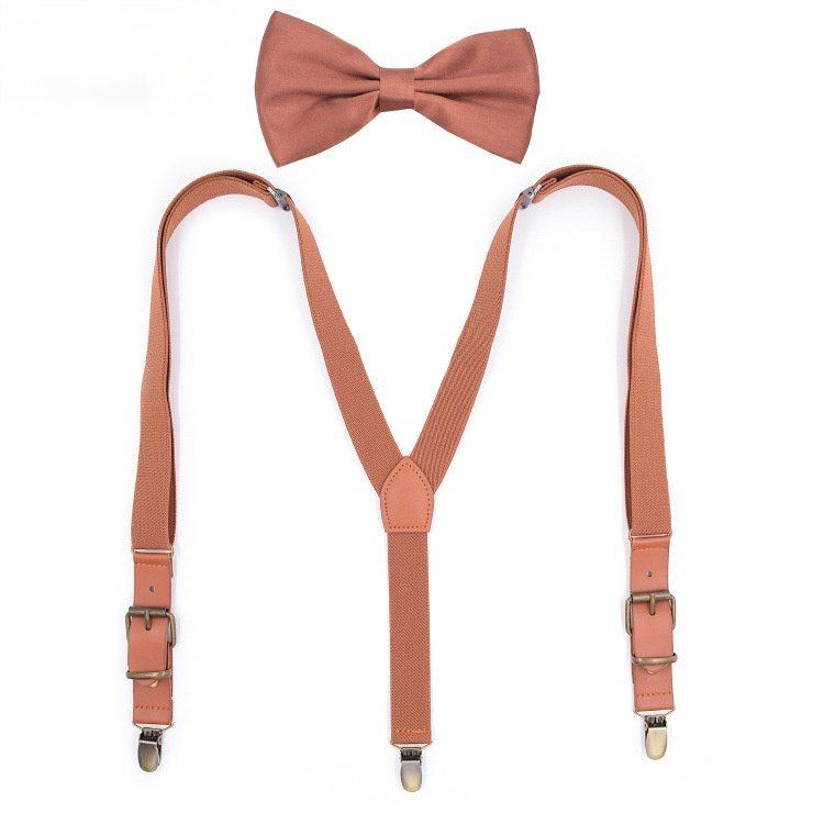 Ensemble de bretelles en cuir PU unisexe, Vintage, avec nœud papillon, ajustable, accessoires pour pantalons