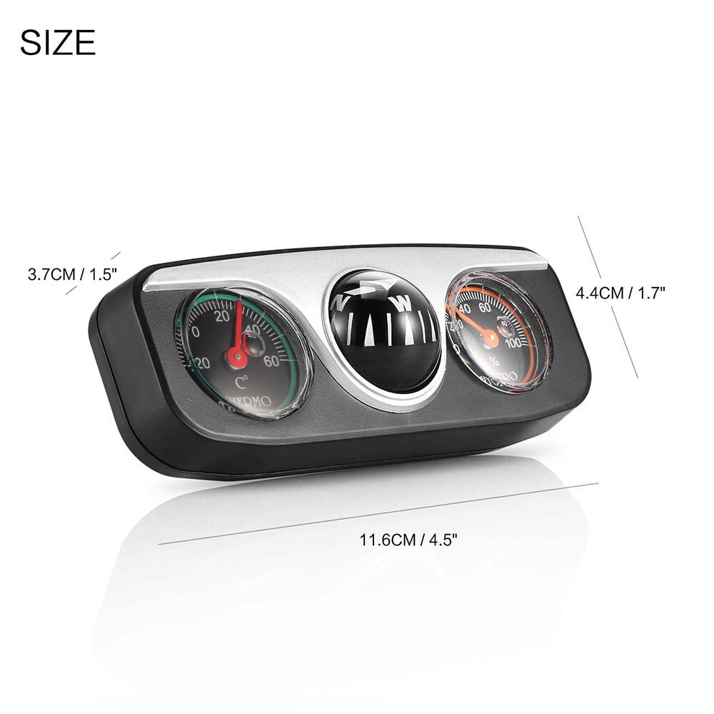 3 in1 Guide Ball Car Temperature Humidity Compass Gauge for Auto Boat Vehicles Navigation Car Decoration Interior Ornaments
