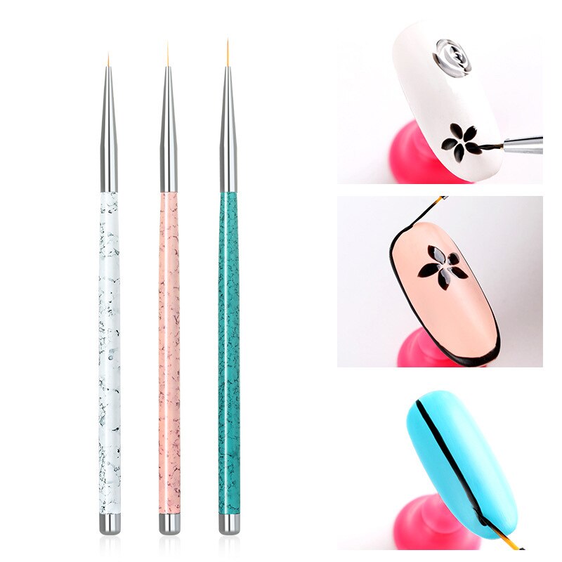 Nail Art DIY Tips Acrylic Drawing Painting Striping UV Gel Pen Nail Art Brush Set Dotting Polish Liner Manicure Tools: 01 3pcs