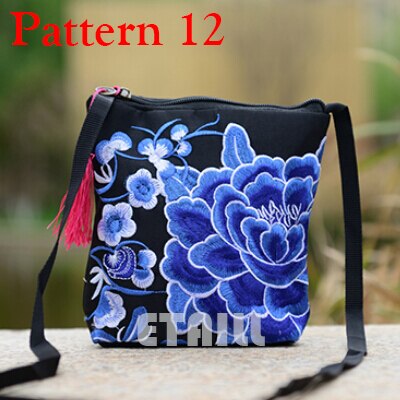 Chinese Nationale Etnische Stijl Messenger Bag Vintage Bloemen Geborduurde Leuke Canvas Crossbody Tas Meisjes Kleine Telefoon Tassen: Pattern 12
