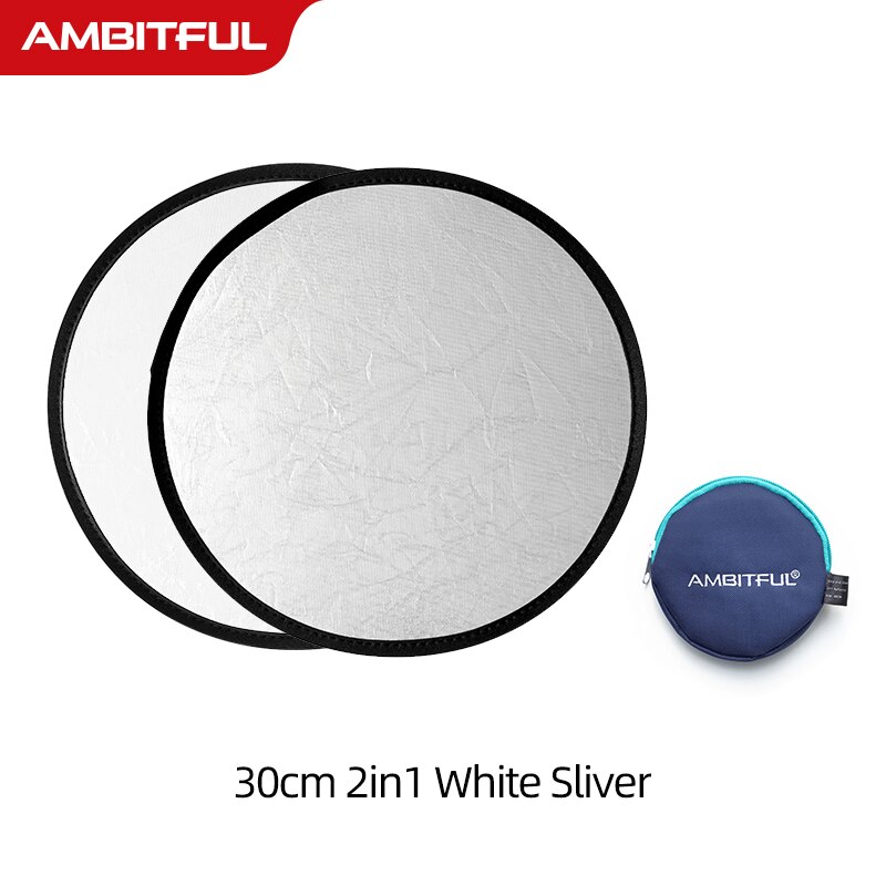 AMBITFUL 2in1 Gold Silver White 30cm Round Outdoor and Indoor Shooting Beautify Reflector: 30cm White Silver