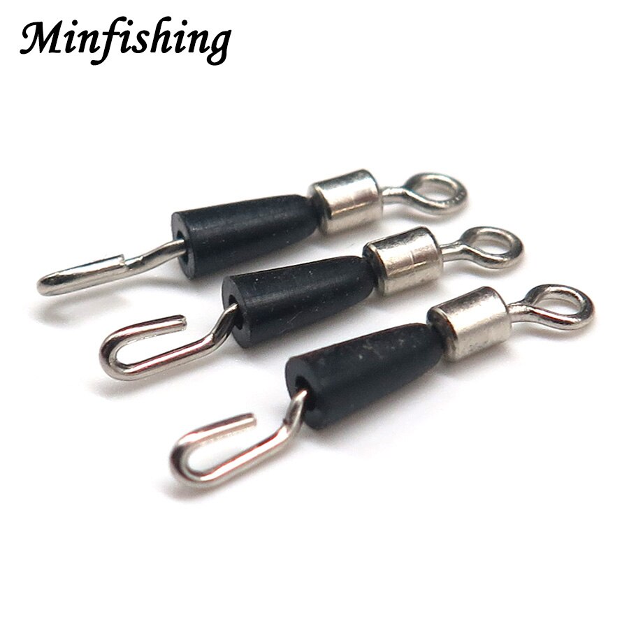 Minfishing 25 pcs/lot Quick Change Rolling Swivel Snap Clip with Rubber Sleeve Swivel Connector Fishing Line Lure Accessories