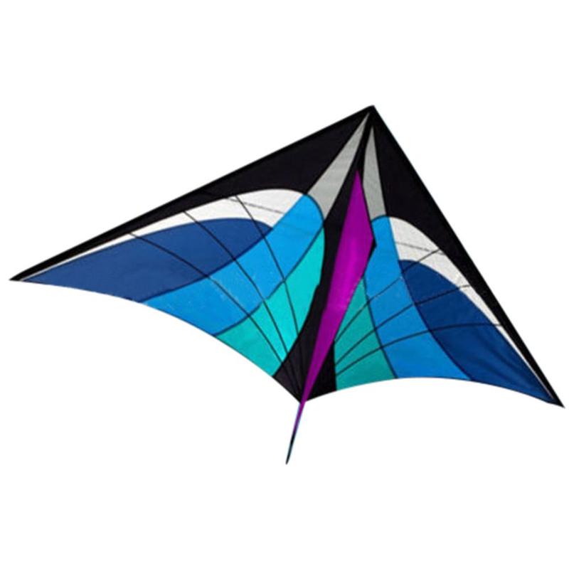 Klassisk stor størrelse single line kite udendørs sjov sports stunt kites blå trekant drage med håndtag og line god flyvende 150*90cm