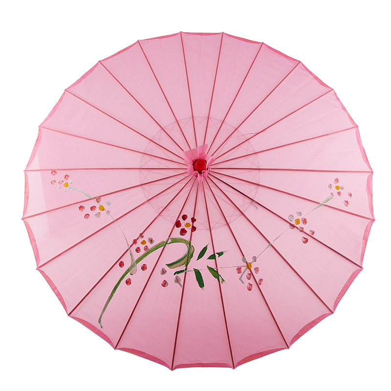 Paraguas de tela de seda de 82/84cm para mujer, paraguas de danza antigua con flores de cerezo japonesas, paraguas decorativo de papel al óleo de estilo chino: Rosa