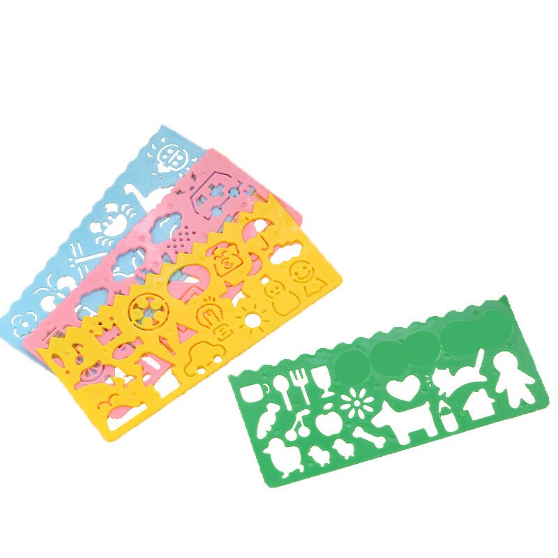 1/2/3Pcs Leuke Art Grafische Symbolen Tekening Sjabloon Briefpapier Heerser Kids Opstellen Stencil Speelgoed Voor kinderen Kids Student