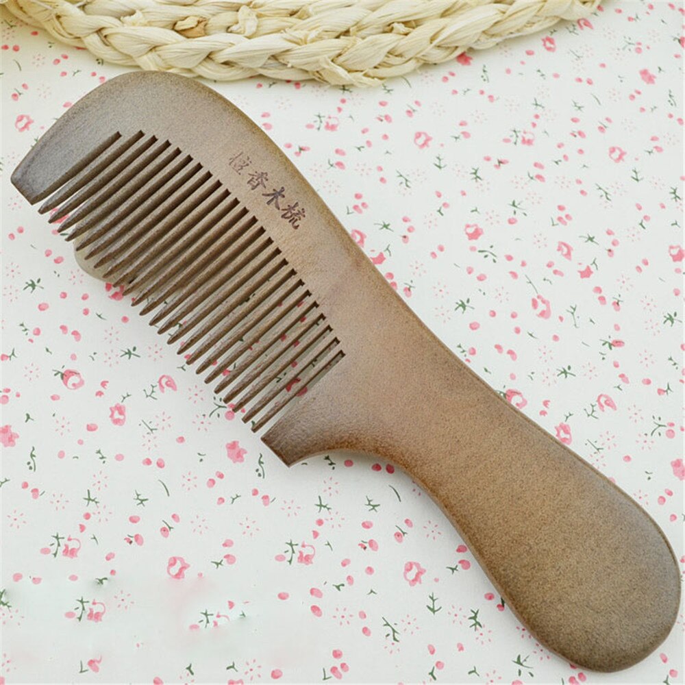 Peine para pelo de madera de sándalo anticabeza estática, peine para pelo de , cepillo con mango, masajeador, herramienta Tradicional China para corte de pelo, 1 unidad: 4