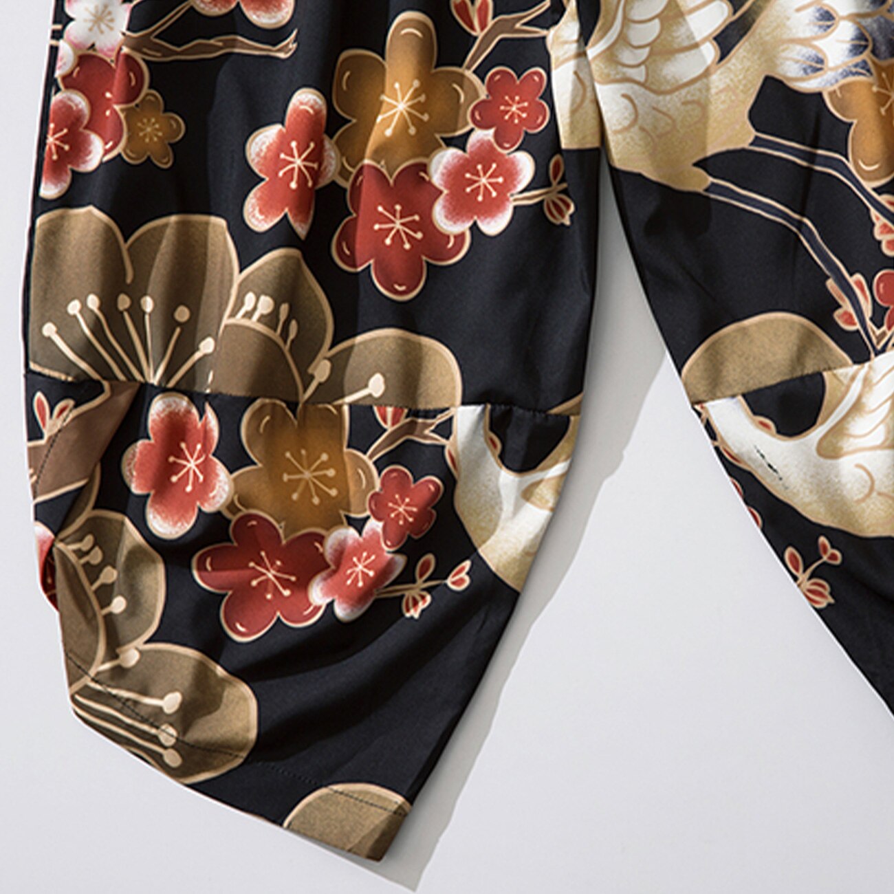 Hip Hop Japanese Thin Japan Style Trousers Floral Printed Baggy Calf-length Pants Harajuku Joggers Men Trousers Streetwear Black