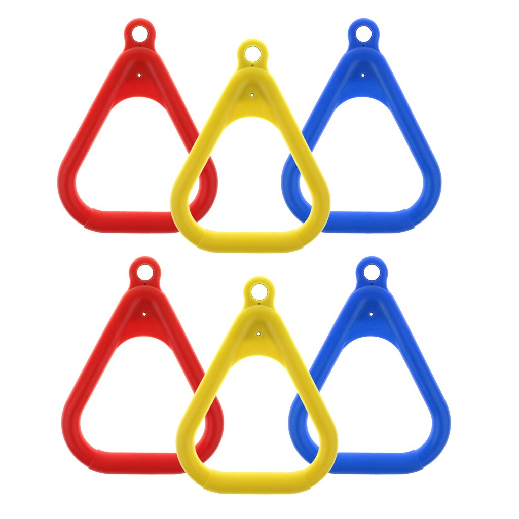 6 Pcs Trapeze Ringen Voor Swing Outdoor Speeltoestellen Swing Ring Accs - Red & Blue & Yellow